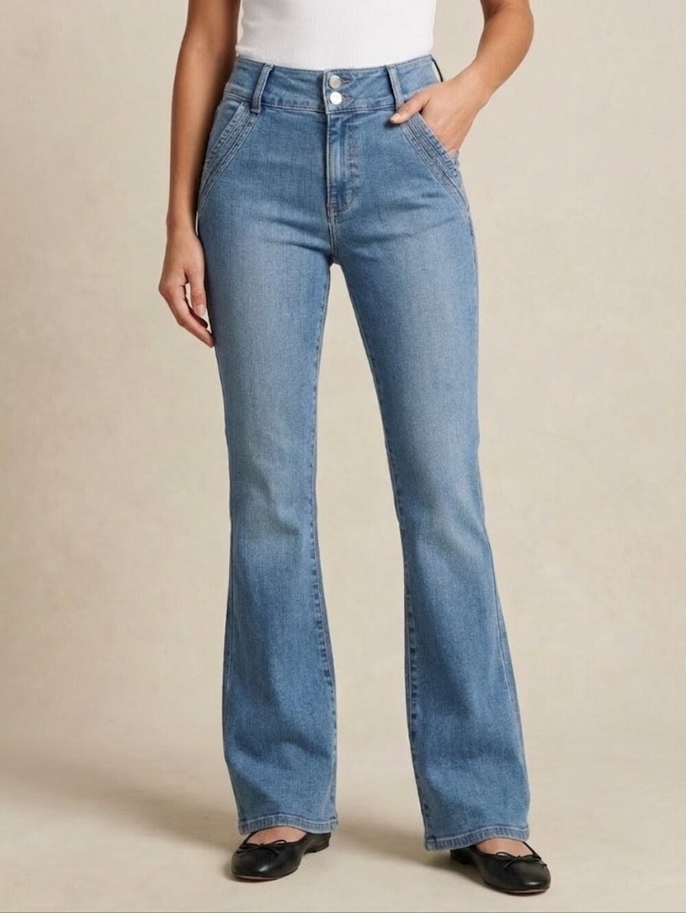 Frame Denim ​ Le High Flare Double Button Jeans Merced Blue High Rise Sz 29